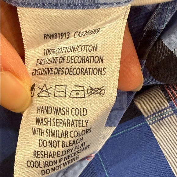 Robert Graham Blue White Plaid Button Down Cuff and Collar Accents Shirt 2 XLT - Picture 9 of 11